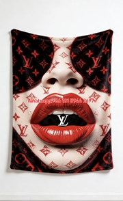Red LV Lips Blanket Bold LV Monogram Blanket 116